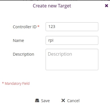 create new target device in hawkbit server